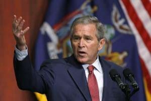 Americký prezident Bush během své řeči na Economic Club of New York