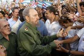 Fidel Castro se studenty, červenec 2006