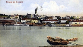 Bělehrad hrozí Rakousku, pohlednice z počátku 20. století.