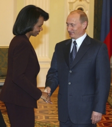 Condoleezza Riceová na oficiální návštěvě Kremlu.