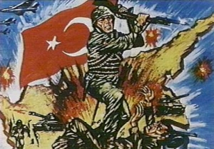 Turecký válečný propagační plakát.
