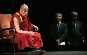 Dalajlama při návštěvě USA 13. dubna (Seattle).