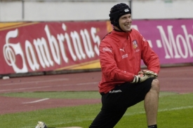 Petr Čech na tréninku reprezentace.