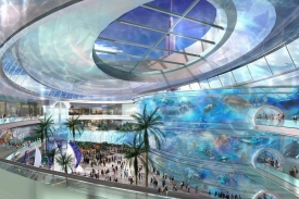 Visualizace nákupního střediska Dubai Mall.