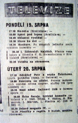 Program Československé televize.
