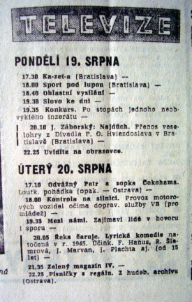 Program Československ&eacute; televize.