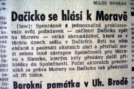 Dačicko chce k Moravě.