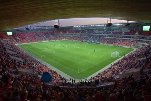 Stadion v Edenu, domovský stánek fotbalistů Slavie Praha.