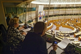 Překladatelé v Evropském parlamentu.