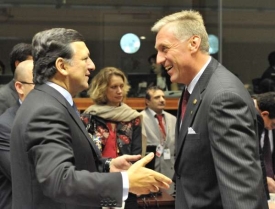 Barroso a Topol&aacute;nek v Bruselu (červenec 2008).