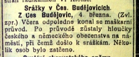 Srážky v Českých Budějovicích.