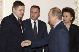 Robert Fico a Vladimir Putin při jednání poblíž Moskvy.