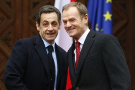 Nicolas Sarkozy s polským premiérem Donaldem Tuskem.