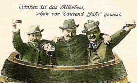 Habsburská říše jako ráj alkoholiků - dobová pohlednice.