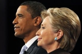 Barack Obama a Hillary Clintonová.