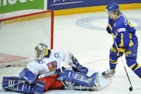 Momentka z hokejového utkání Česko - Švédsko 5:4.