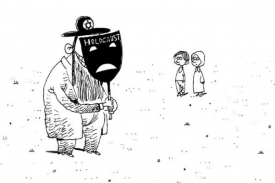 Íránská kniha karikatur. Holocaust jako strašák.