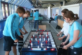 Dobrovolníci trénují na finálový zápas.