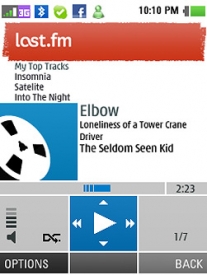 Hudební přehrávač v mobilu INQ je provázán se službou Last FM.