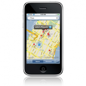 Velká zbraň iPhonu 2.0 je satelitní navigace GPS.