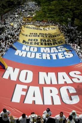 Protest proti FARC, Kolumbie, 4. února.