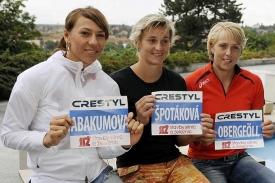 Trio hvězd olympiády. Zleva: Abakumovová, Špotáková a Obergföllová.