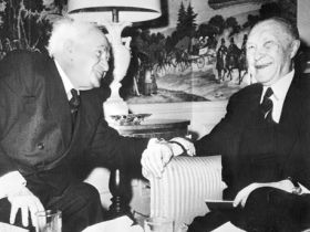 První kontakty. Adenauer a Ben Gurion roku 1960 v New Yorku.