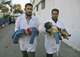 Dvě palestinské děti údajně zabité izraelskými granáty 5.1.09.