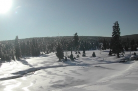 Pohled z chaty Jeřábkovna, kde se naměřilo -32 stupňů.