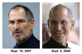 Steve Jobs za rok výrazně pohubl (snímky ze září 2007 a 2008).