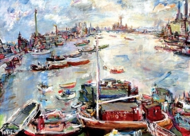 Kokoschkův obraz London, Chelsea Reach z roku 1957.
