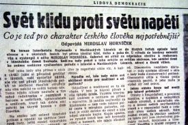 Rozhovor s Miroslavem Horníčkem v Lidové demokracii ze 4. srpna  1968.
