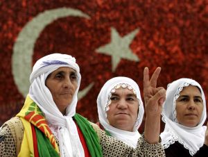 Kurdské ženy protestující v Istanbulu