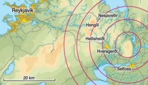 Mapa epicentra zemětřesení.