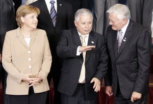 Lech Kaczynski, Valdus Adamkus a Angela Merkelová
