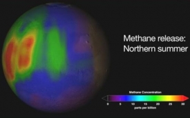Spektrometry v roce 2003 objevily oblasti s vyšší koncentrací metanu.