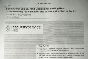 Dokument MI5 o terorismu v listu Guardian.