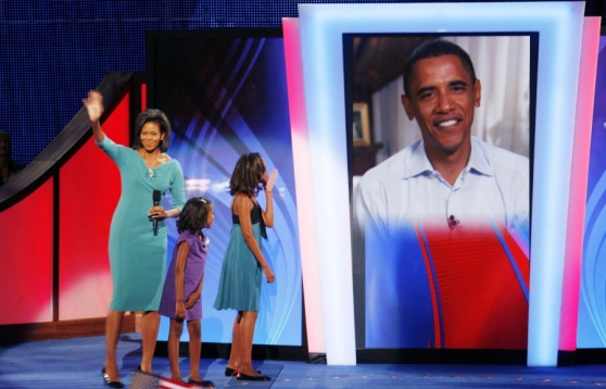 Obamova Manželka Michelle promluvila na zahájení sjezdu.