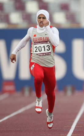 Bahrajnská sprinterka Rukáji Ghasaraová.