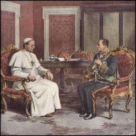 Mussolini (vpravo) a papež Pius XI.