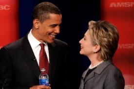 Kandidáti na amerického prezidenta Barack Obama a Hillary Clintonová.