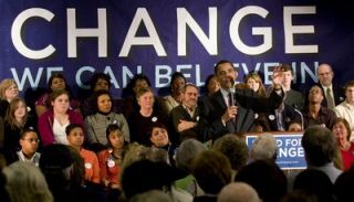 Barack Obama se svými stoupenci.
