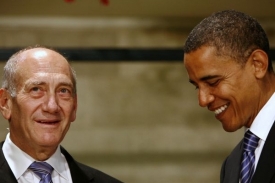 Ehud Olmert s prezidenstkým kandidátem Barackem Obamou.