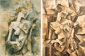 Padělaný obraz Pabla Picassa. Vlevo originál a vpravo padělek.