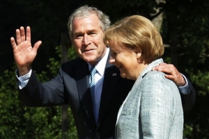 Německá kancléřka Angela Merkelová a George Bush.