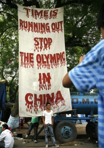 Protiolympijský protest v Indii.