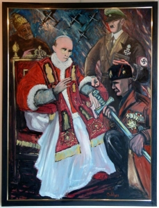Malba na níž papež Pius XII. žehná Mussolinimu.