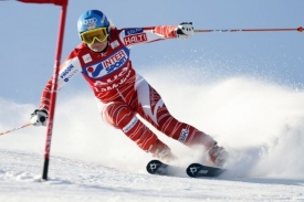 Vítězka obřího slalomu žen Finka Poutiainenová.