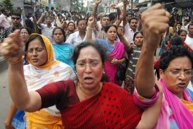 Protesty v bangladéši proti zatčení Vadžídové