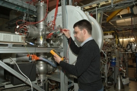 Detektor částic v německé laboratoři GSI.